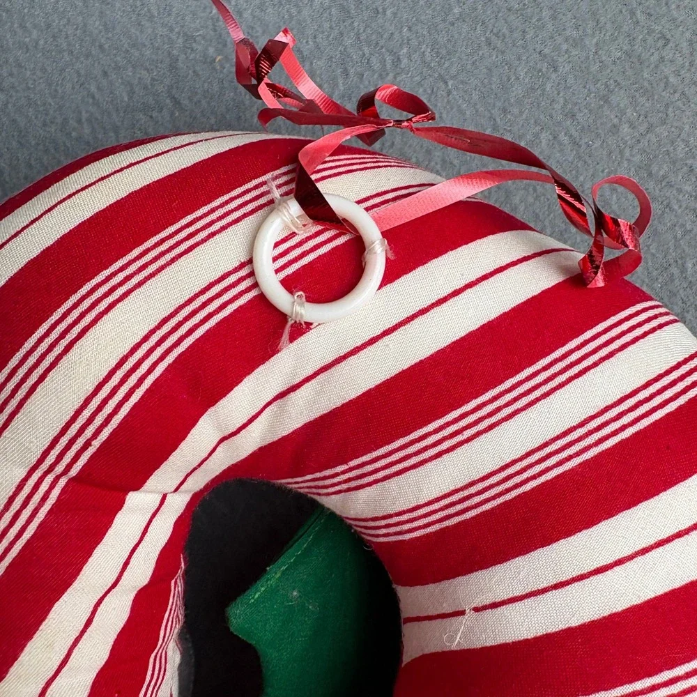Vintage Christmas Mouse Hugging Candy Cane Plush Wall Hanging Decor 21